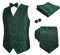 Alizeal Herren Weste Krawatte Hanky Manschettenknöpfe und Fliege Set Paisley Classic 5pc, Dunkelgrün-2XL