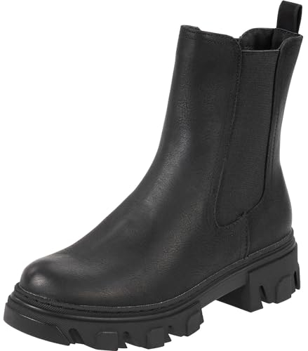 Palado Chelsea Boots Damen Caprera - moderne Stiefeletten - leicht gefütterte Stiefel für Herbst und Winter - modische Winterschuhe Black/Black UK8 - EU41