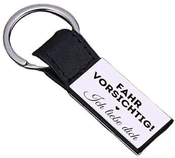 PREMIUM Schlüsselanhänger mit edler Gravur als Schutzengel I Glücksbringer für Frau & Mann I Geschenk Fahr Vorsichtig Ich liebe dich (Fahr Vorsichtig Ich liebe dich)