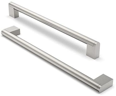 FURNIWARE Pack of 5 Brushed 256 mm Hole Spacing Stainless Steel Furniture Handles Cabinet Handles Kitchen Cabinet Handle Used for Bathroom Door Handle Wardrobe (Brushed Satin Nickel)