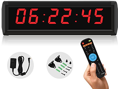 Huanyu LED-Timer, 12/24-Stunden-Uhr, 4,6 cm, 5 Helligkeitseinstellungen, Countdown, Count-Up, Konferenz-Timer, digitale Stoppuhr, Meeting, Klassenzimmer, Fitnessstudio, Sport, Sportunterricht