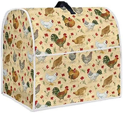 HUISEFOR Cute Chickens Stand Mixer Cover Compatible with Kitchen Aid Mixer, Durable Washable Dust Covers Fashion Foldable Accessories for Kitchen, L(6-8 qt)