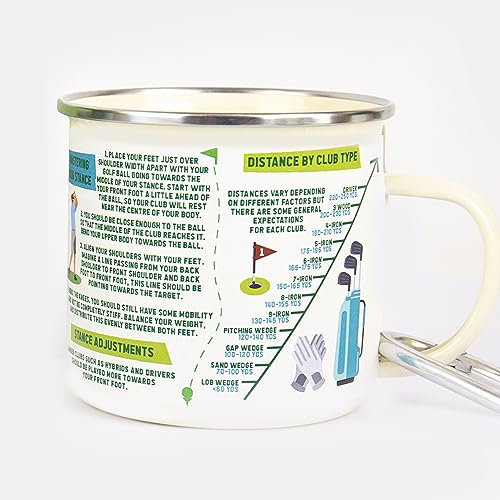 Gift Republic Golf Guide Mug Enamel Coffee Cup 13oz Break Resistance | Men Women Children Gift for Dad Mum Golfer