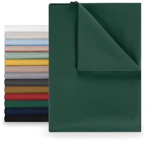 Blumtal Basic Bettlaken 240x275cm - Pflegeleichtes Betttuch aus weichem, gebürstetem Mikrofaser-Gewebe, ohne Gummizug, Dunkelgrun