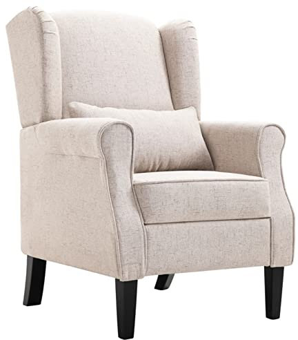 Homgoday Sessel Fernsehsessel Relaxsessel Loungesessel Fernsehsessel Ruhesessel TV-Sessel Einzelsofa Lesesessel Einzelsessel für Wohnzimmer Schlafzimmer Beige Stoff