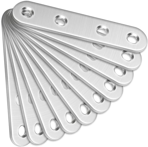 10 Pcs Straight Brackets (80 x 16 x 2mm), Bolatus Stainless Steel Mending Plates Connecting Plates Flat Straight Brace Brackets with Holes Metal Joining Plates for Wood