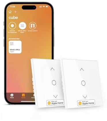 Refoss Interruptor de Persianas WiFi con Apple HomeKit, Interruptor de Cortina Táctil Inteligente con Control Porcentual y Temporizador, LED Controlable, Compatible con Siri, Alexa, Google, 2 Piezas