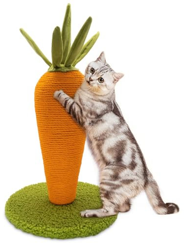 AUSCAT Cat Scratching Post, Cute Carrot Scratching Post, Nature Sisal Cat Scratcher for Indoor Cats and Kittens