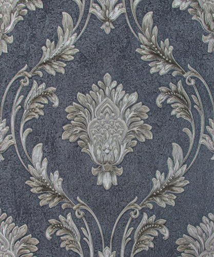 Luxury Embossed Textured Damask Vinyl Metallic Glitter Boutique Wallpaper SW1413