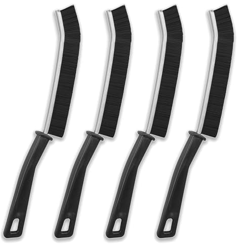 4 Piezas Cepillo de Limpieza Hogar de Grietas Duro de Huecos para Limpieza Multifuncional de Grietas,Limpia Railes Ventanas,Baño Esquinas Muertas Ranuras para rieles de Puertas de Ducha,Ventanas