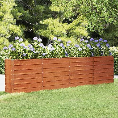 ZEYUAN Lit surélevé de Jardin rouillé 320x40x77 cm Acier corten,Bordure Pierre,Kit Gabion,Gabion Jardiniere