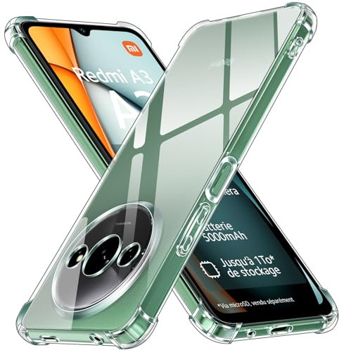 ivoler Coque pour Xiaomi Redmi A3 / Redmi A3X, Ultra Transparent Étui de Protection en Silicone Antichoc avec Coins Renforcés, Clair Mince Souple TPU Bumper Housse