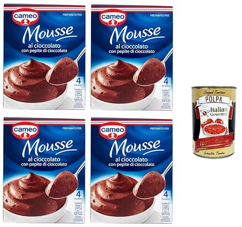 Italian Gourmet Mousse al cioccolato Dessert Schokoladencreme fein 4 x 98g | Preparato dolce, cremig aufzuschlagen, gusto intenso, ideale nach dem Essen, Gesamtnettogewicht 392 g + Kostenlos Polpa 400g