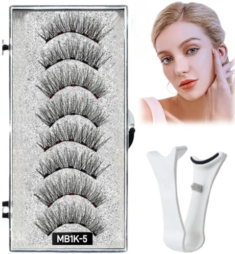 4 Pairs Magnetic Eyelashes with Applicator,Magnetic Eyelashes Natural Look,3D Magnetic False Eyelashes without Eyeliner,Reusable Magnetic Eyelashes,No Glue No Liner Needed,Easy to Wear and Remove