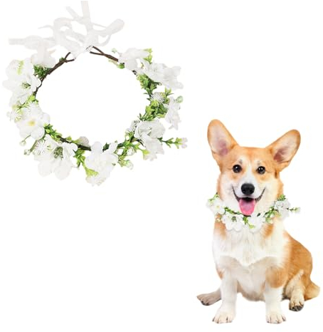 Hunde Hochzeits Blumenhalsband,Hunde Hochzeitshalsband Hund Hochzeit Outfit Haustier Blumenring Blumen Künstliche Blumenhalsband für Hunde Katze Hochzeit Geburtstag Foto Requisiten