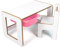 Industrial Living Kindertisch mit rosa Schublade - Aktivitätstisch mit Hochstuhl - Spieltisch - Zeichentisch - Kinderschreibtisch - Holz - Weiß