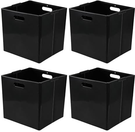 Oymlclivisa 33 CM Plastic Foldable Storage Cubes, Square Storage Box Cubes Organizer Baskets, 4 Packs