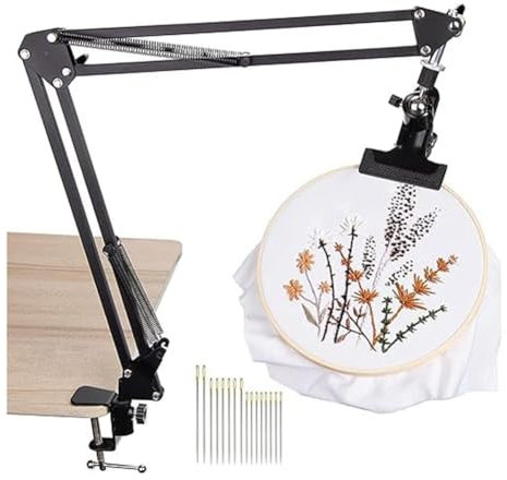 Qeunrtiy Support de Table de Broderie Réglable, Support de Cerceau de Broderie Réglable pour Travaux D'Aiguille, Arts Noir