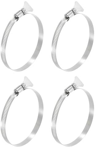 sourcing map 4Pcs Stainless Steel Hose Clamps Worm Gear Hose Clamp, 91-114mm (3-5/8to 4-1/2) Adjustable Thumb Screw Key Type Clamps Fuel Line Clamps 12mm Bandwidth for Plumbing, Automotive