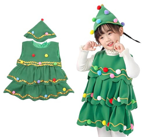 DEARMAMY Costumi Da Spettacolo Teatrale Vestito Da Albero Di Natale Per Bambini Costume Bambino Albero Di Natale Bambino in Costume Da o Di Cosplay Dell'o Di Green (47 pollici)