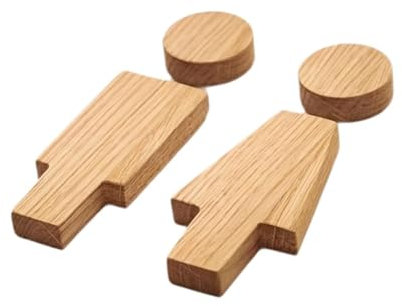 KESOTO 2Pcs Holz Männer und Frauen Wc Zeichen Waschraum Tür Label Badezimmer Dekorationen Tür Zeichen für Hause, Khaki, 16.8 cm Und 16.8 cm