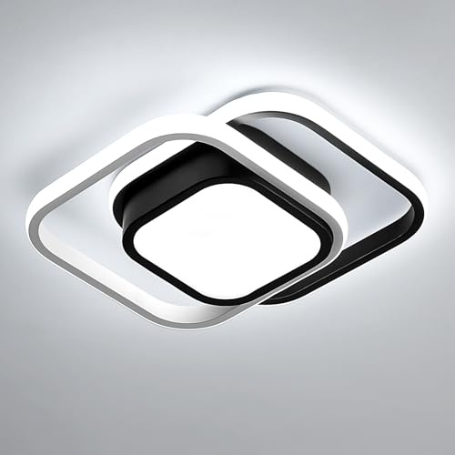 Osairous LED Ceiling Lights, 2 Squares Flush Mount Ceiling Lighting, 32W 6500K Black and White Ceiling Light Fitting for Bedroom Kitchen Hallway Dining Room [Energy Class E]