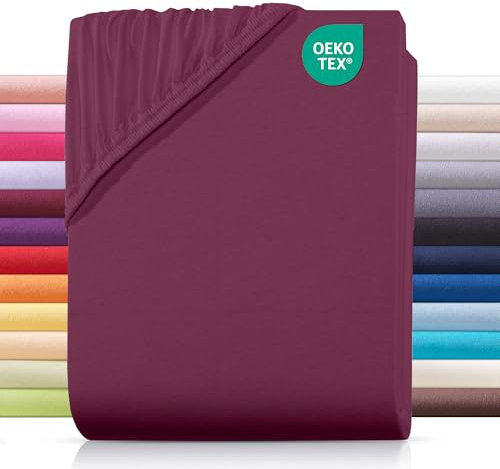 Carpe Sonno® Jersey Spannbettlaken 130x200cm Baumwolle | Laken Rot mit Einlaufschutz & Bügelfrei Matratzenbezug bis 22cm | Bettlaken 130x200 Baumwolle | Leintuch 130x200 | Spannbetttuch 130 x 200