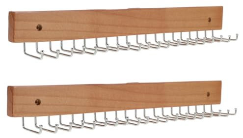 FONDOTIN 2stücke Holz Krawattenhalter Und Gürtelhalter Wandmontage Organizer Platzsparendes Aufbewahrungssystem Für Schlafzimmer Und Badezimmer