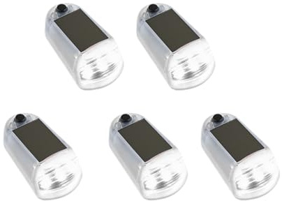 Lot de 5 Feux de gabarit solaires LED sans Fil for Toit de Voiture, étanches, sans perçage, for camionnettes(Clear,White Light)