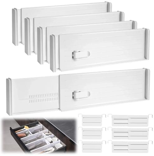 GBKDQQ Separador de cajones ajustable, 10 unidades de plástico separador de cajones de 32 – 56 cm, organizador de cajones, separador de cajones, divisor de cajones ajustable para armario, cocina