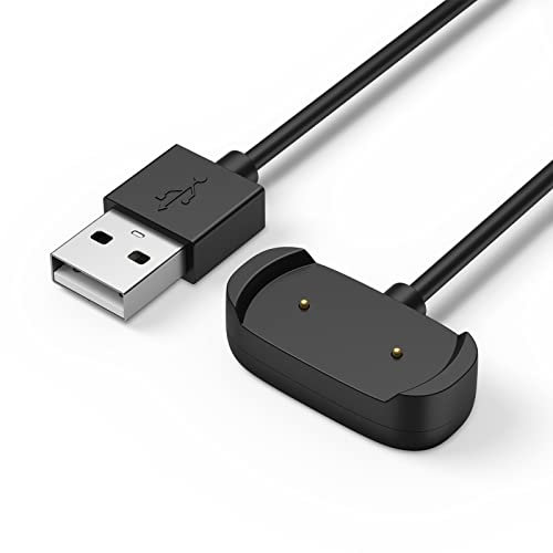 Amzpas Caricatore per Amazfit Bip 3/Bip 3 Pro/Bip 5/Bip U/Bip U Pro, Veloce Portatile Cavo di Ricarica USB (Nero)