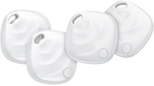 Nuevo [Certificado por Apple MFi] Air Tag 4 Pack, Smart Tag Localizador GPS con Buscar Apple (Sólo iOS), Localizador Bluetooth Rastreador GPS, Buscador de Llaves para Coche/Cartera/Equipaje, Blanco
