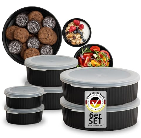 Hausfelder Vorratsdosen, 6er Set, 2x2 | 6er Set, 2x2, mit Deckel, Vorratsdosen, Frischhaltedose, Gefrierdosen, Meal, Prep, Kühlschrank, Mikrowellengeschirr