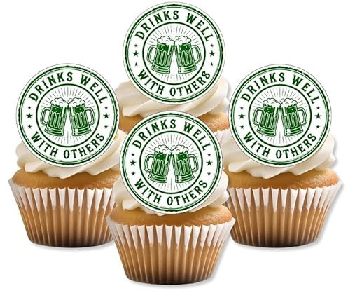 Drinks Well With Others Edible Cupcake Toppers Irish Beer Cake Decorations