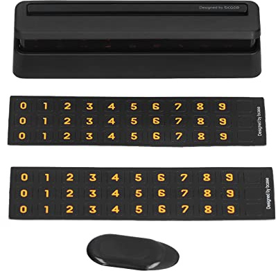 Panneau de stationnement temporaire de voiture, plaque d'immatriculation de téléphone, conception de numéro magnétique dissimulé, matériau en caoutchouc ABS durable en acier (Noir givré)