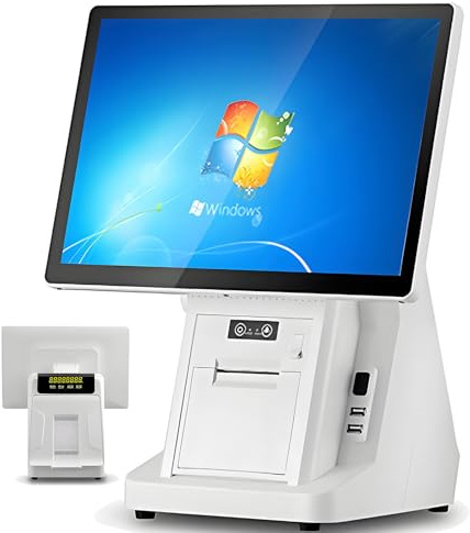 Business Cash Register System with High-Capacity Storage, Compatible with Receipt Printers, Barcode Scanners, and Cash Drawers for Retail and Commercial Use