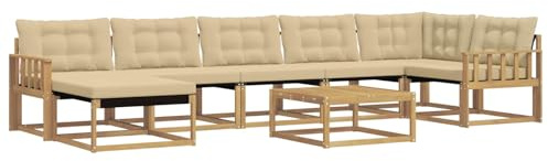 vidaXL Outdoor-Sofagarnitur 8 pcs Weiß und Beige 79 x 79 x 37 cm, Robustes, modernes Outdoor-Sofa-Set, Gartenmöbel zum Entspannen, wetterfeste Lounge, ergonomische Sitze