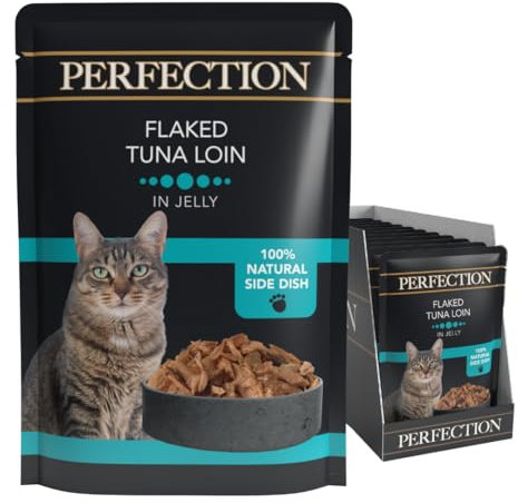 HiLife Perfection - Wet Cat Food - Flaked Tuna Loin in Jelly - Natural Ingredients Grain Free, 18 Pouches x 70g