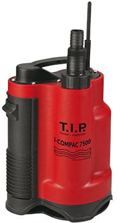 T.I.P. Drainage-Tauchpumpe I-Compac 7500 Kunststoff mit Schwimmerschalter für Schmutzwasser 400W Rot, 30190