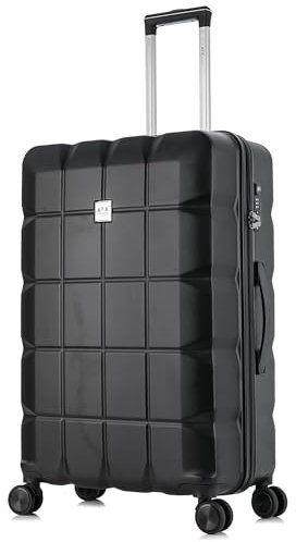 ATX Luggage Suitcase Large on 4 Dual Spinner Wheels Super Lightweight ABS Hard Shell Hold Check in with Built-in TSA Lock (Black, 110 Liter)