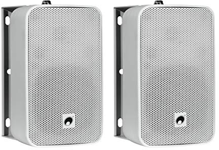 OMNITRONIC ODP-204T Installationslautsprecher 100V weiß 2x | 2 wetterfeste 4-Wandlautsprecher mit Halterung, 10/20/40 W RMS