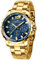 MEGALITH Orologio Uomo Cronografo Acciaio Oro Orologio da Polso Grande Quadrante Blu Orologi Analogico Impermeabile Design Luminoso Data