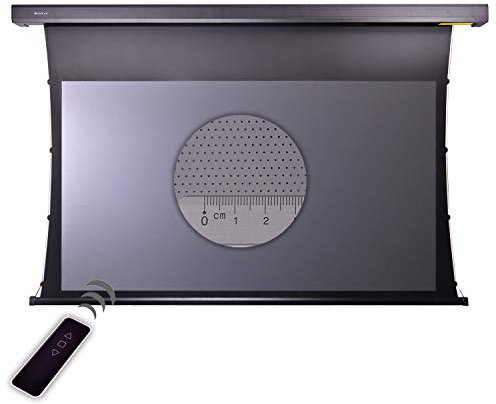 HiViLux Tension Motor Leinwand ALR Hochkontrast Grau Tuch: HiViGrey Cinema 5D MP/HDR Akustics transparente 8K Gain=1,25 Micro Perforated schalldurchlässig (16:9 Bild:299x168cm 135 Diagonal, Schwarz)