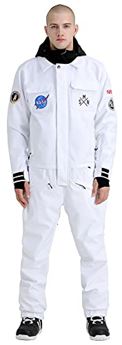 GSOU SNOW Skianzug Damen Herren Schneeanzug Wasserdicht Einteiler Schneeanzüge Warm Isoliert Skianzug für Schneesport, Weiß S