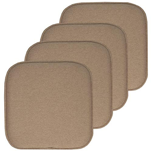 Sweet Home Collection Stuhlkissen, Memory-Schaum, Wabenmuster, rutschfest, gummierte Rückseite, abgerundet, quadratisch, 40,6 x 40,6 cm, Charlotte Taupe – 4 Stück