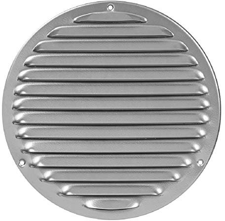 Grille d'aération ronde en métal gris Ø 200 mm avec moustiquaire - Dimensions extérieures : 240 mm