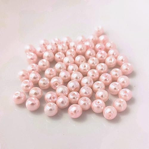 (4 mm/Rosa/Perlmut) Glasperlen - Bastelperlen aus Glas rund - 30 Farben mit Loch Perlen zum Basteln auffädeln Armbänder Traumfänger bunt Set DIY mini kleine große Kinder Bastelperlen Schmuck