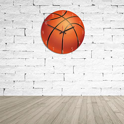 VICASKY Wanduhr Im Basketball-Design Runde Leise Hängende Uhr Für Schlafzimmer Und Büro Einfache Stilvolle Wanddekoration Tickgeräusche