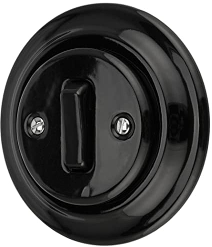 Unterputz Porzellan Retro, Schalter, Wechselschalter, All-in-One, Serie PR1 schwarz