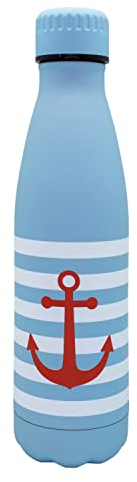 NERTHUS FIH 901 Botella Doble Pared Diseño Ancla 500 ml Acero Inoxidable, Termo Doble Pared para Fríos y Calientes
